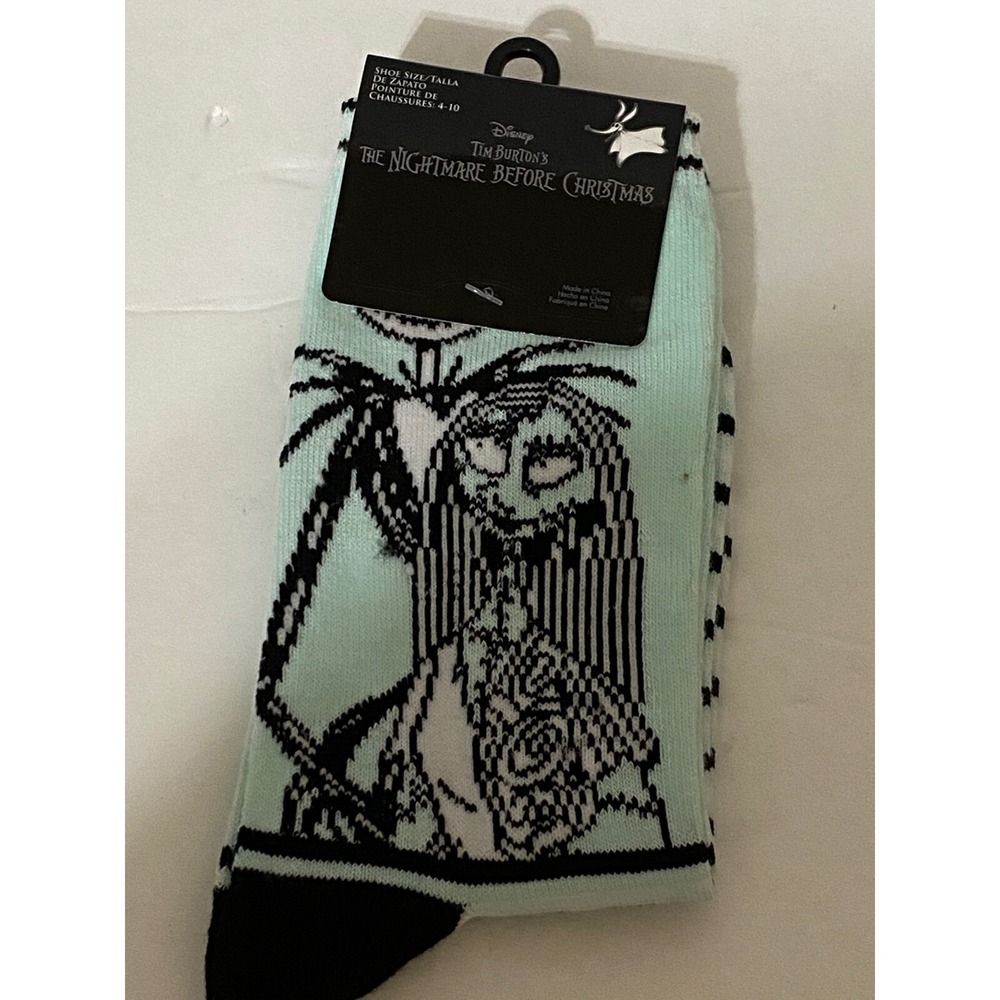 Disney‎ Nightmare Before Christmas Jack Sally Mint Green Striped Socks Shoe 4-10